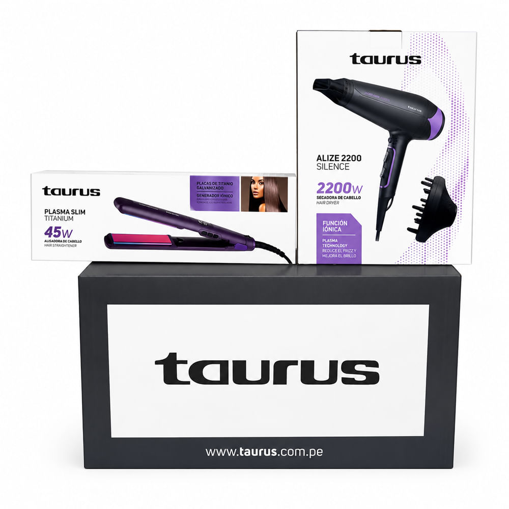 Combo Secadora de Cabello Alize 2200 y Alisadora Plasma Slim Taurus