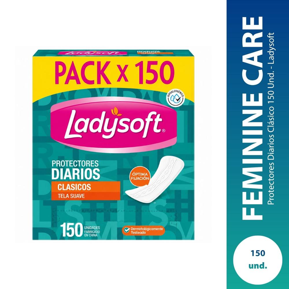 Protectores Diarios Clásico 150 Und. - Ladysoft