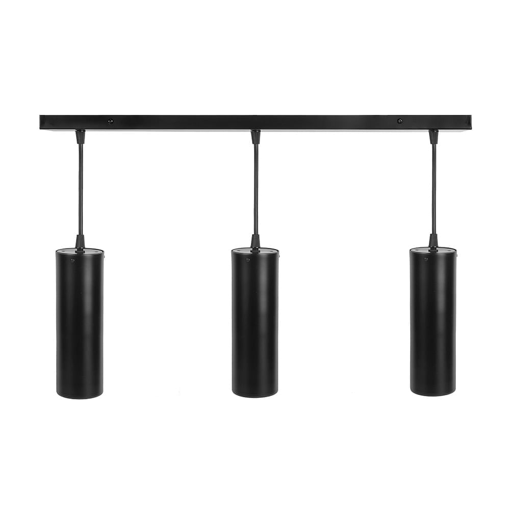 Lámpara Colgante Tubo 3 Luces Negro Gu10 Ciametsa