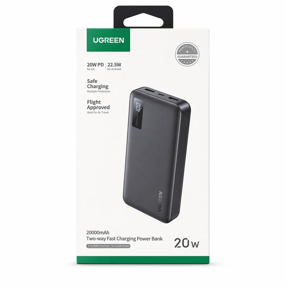 Power Bank UGREEN PB312 20000mAh con Carga Rápida 22.5W Pantalla Digital LED