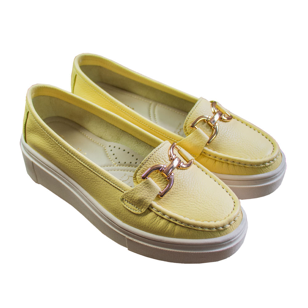 Mocasin Plataforma Mujer Corelli Gianella Cuero Mantequilla Talla 36