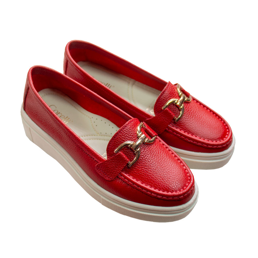 Mocasin Plataforma Mujer Corelli Gianella Cuero Rojo Talla 37