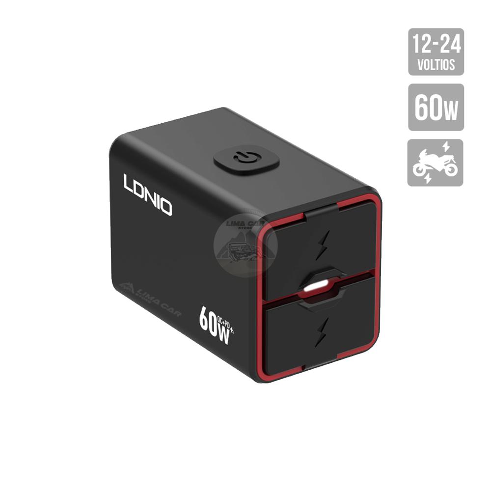 Cargador Universal para motocicleta 60W 2 puertos USB-C  Ldnio