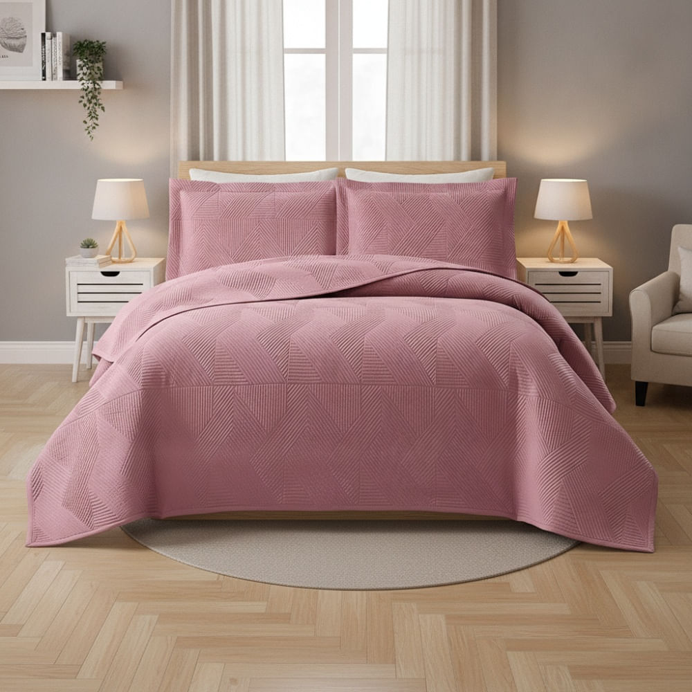 Cubrecama Pv27 Zigzag Terracota King