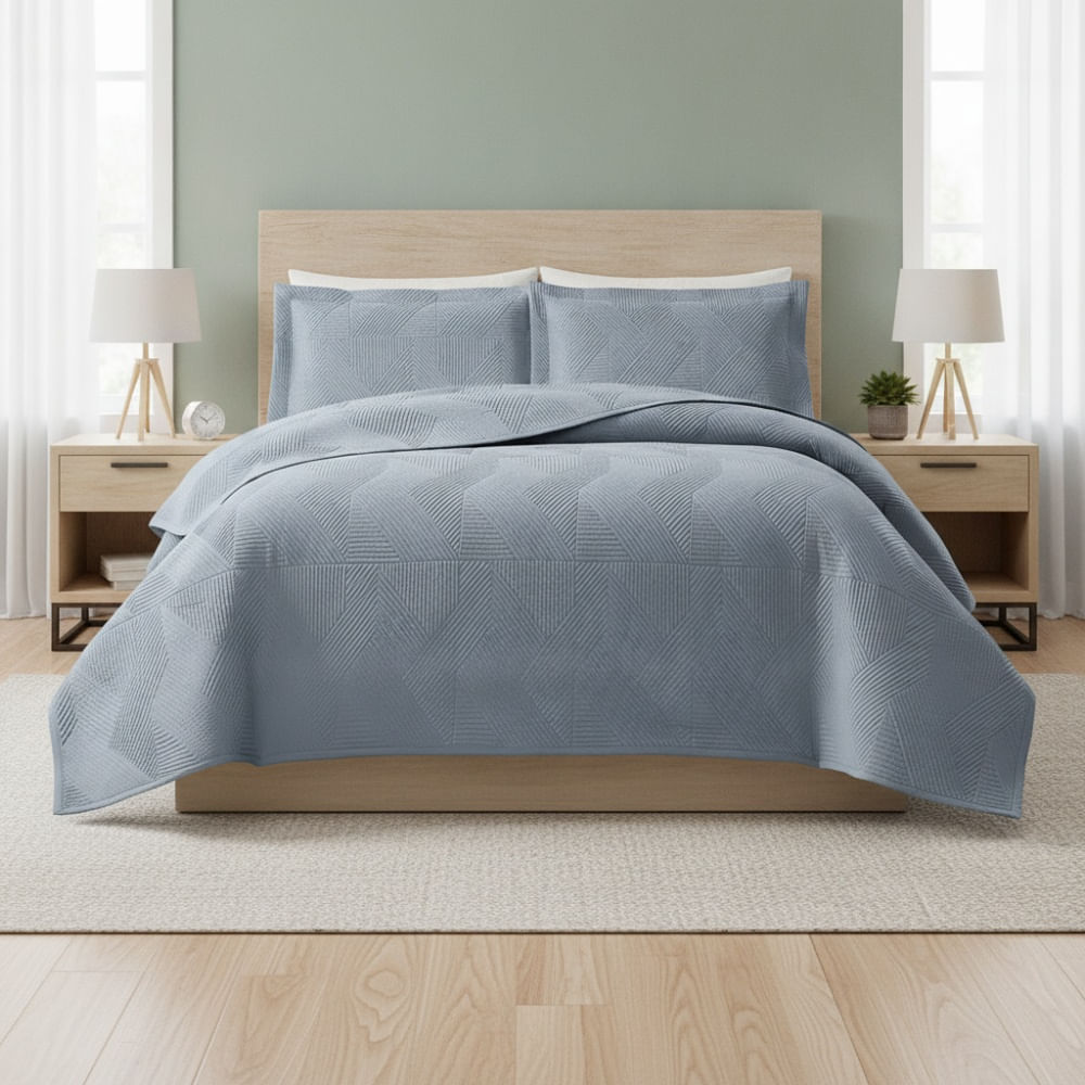 Cubrecama Pv27 Zigzag Gris King