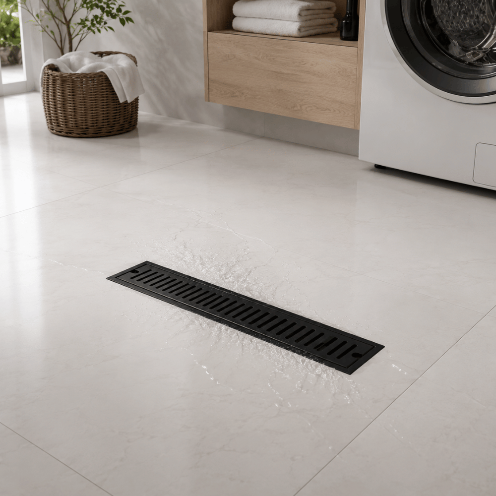Rejilla de Drenaje lineal de acero inoxidable 10x30cm Negro mate