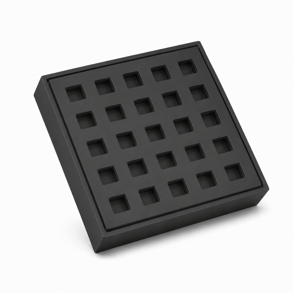 Rejilla de Drenaje lineal de acero inoxidable 10x10cm Negro mate