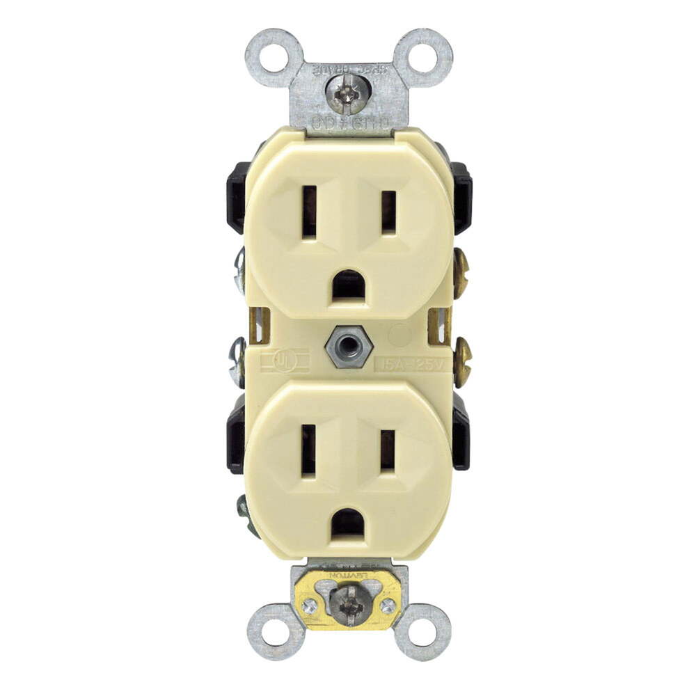 TOMACORRIENTE DOBLE CON LINEA TIERRA MARFIL 15AMP MODELO CLASICO CELUX