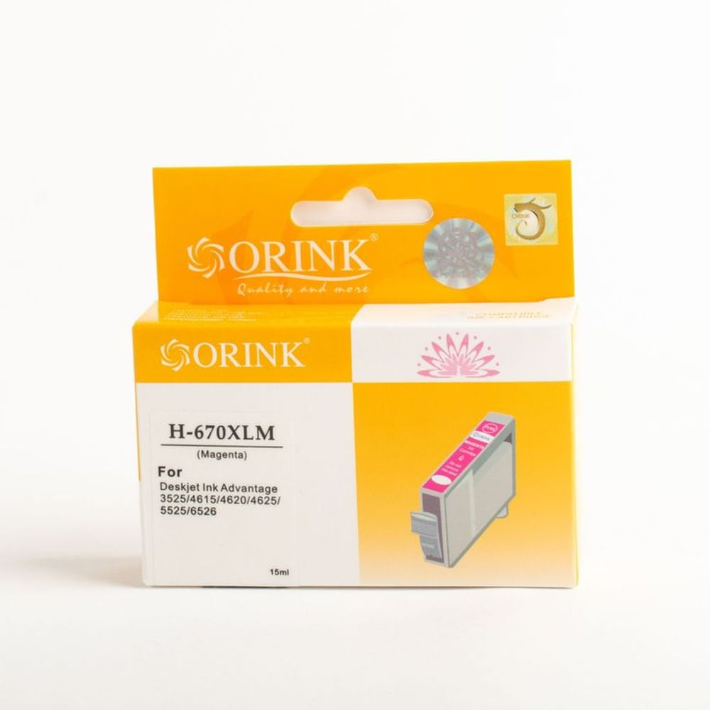 Cartucho de tinta Compatible Orink CH 670 XL Rojo Magenta 15 mlpara HP