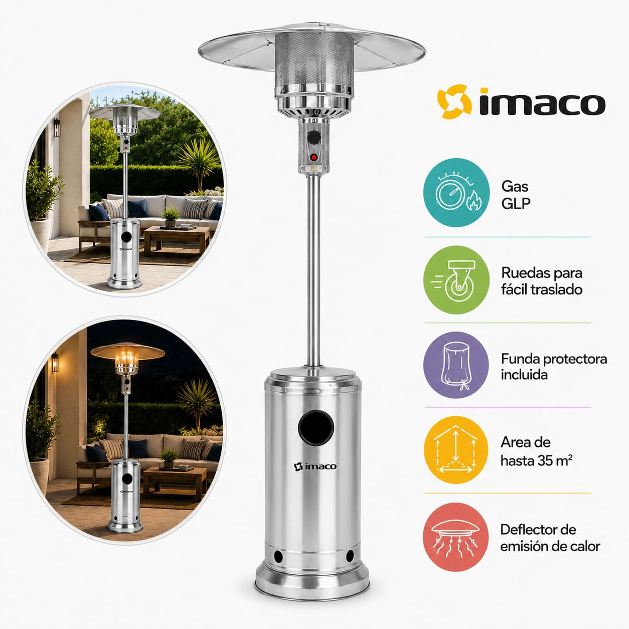 Calentador De Patio a Gas Mray PHS130 Acero Inox