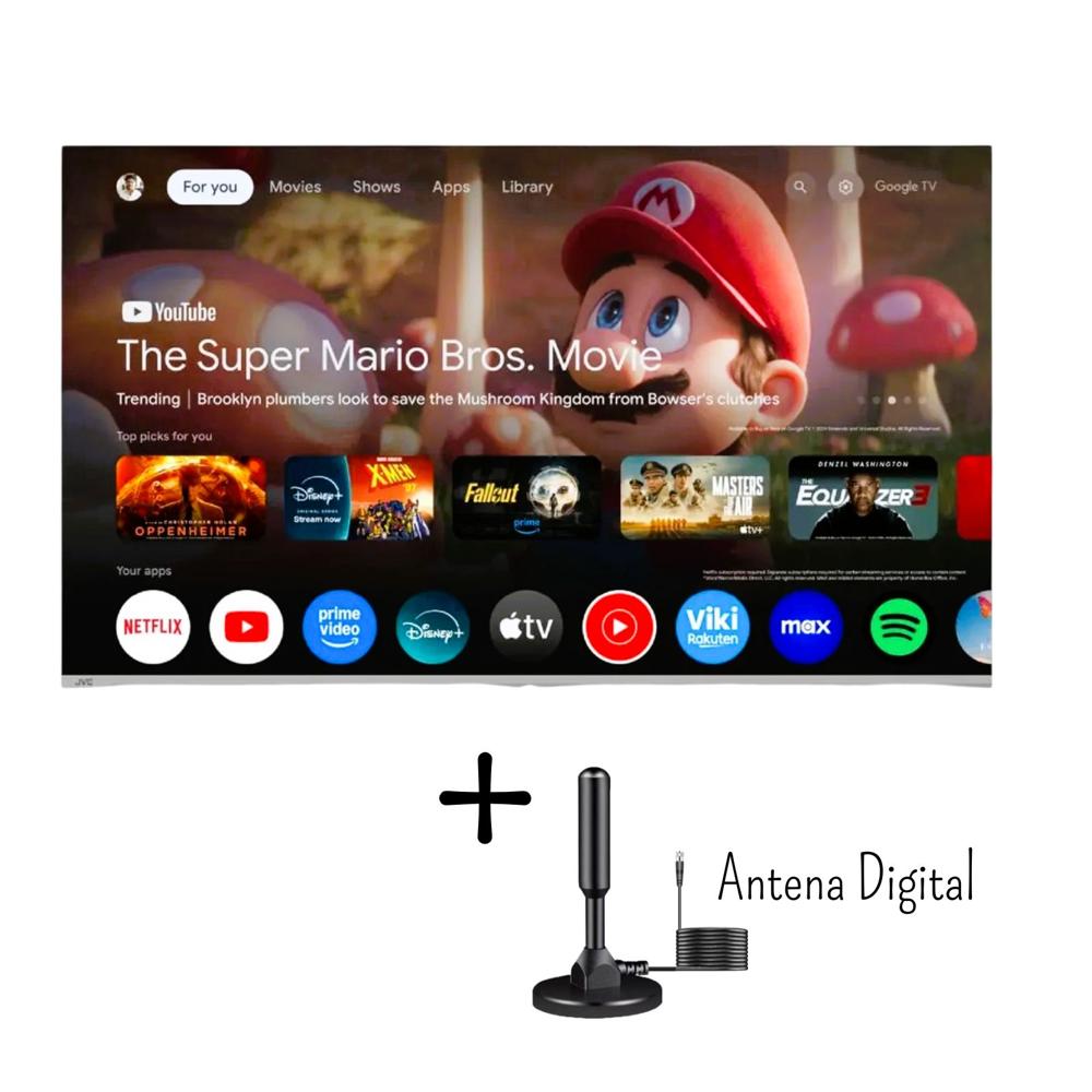 Televisor JVC 58 pulgadas QLED 4K Ultra HD Smart TV Google Tv LT-58KM858 - Antena Digital