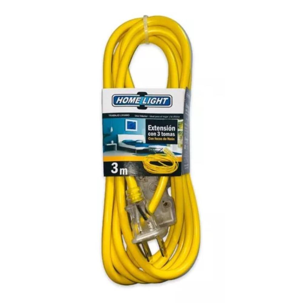 Extension Amarilla de 3mts x 3 Tomas Home Light - Amarillo