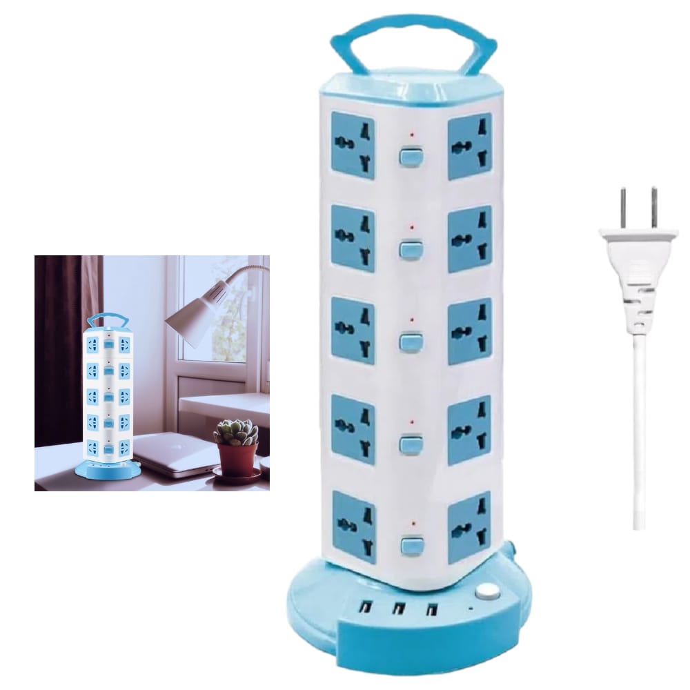 Torre Vertical Multifuncional 5Niveles de 20 Conexiones y 3 Puertos USB