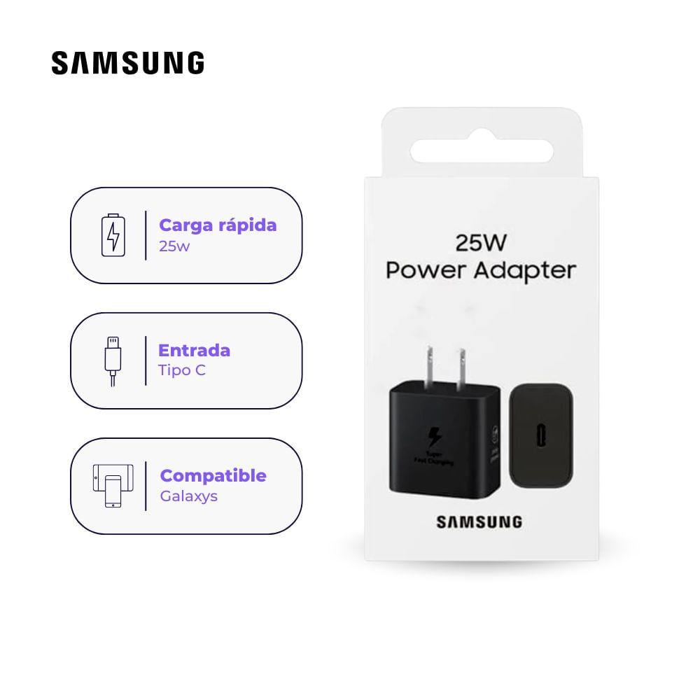 Cargador de pared Samsung de carga rápida USB-C 25W