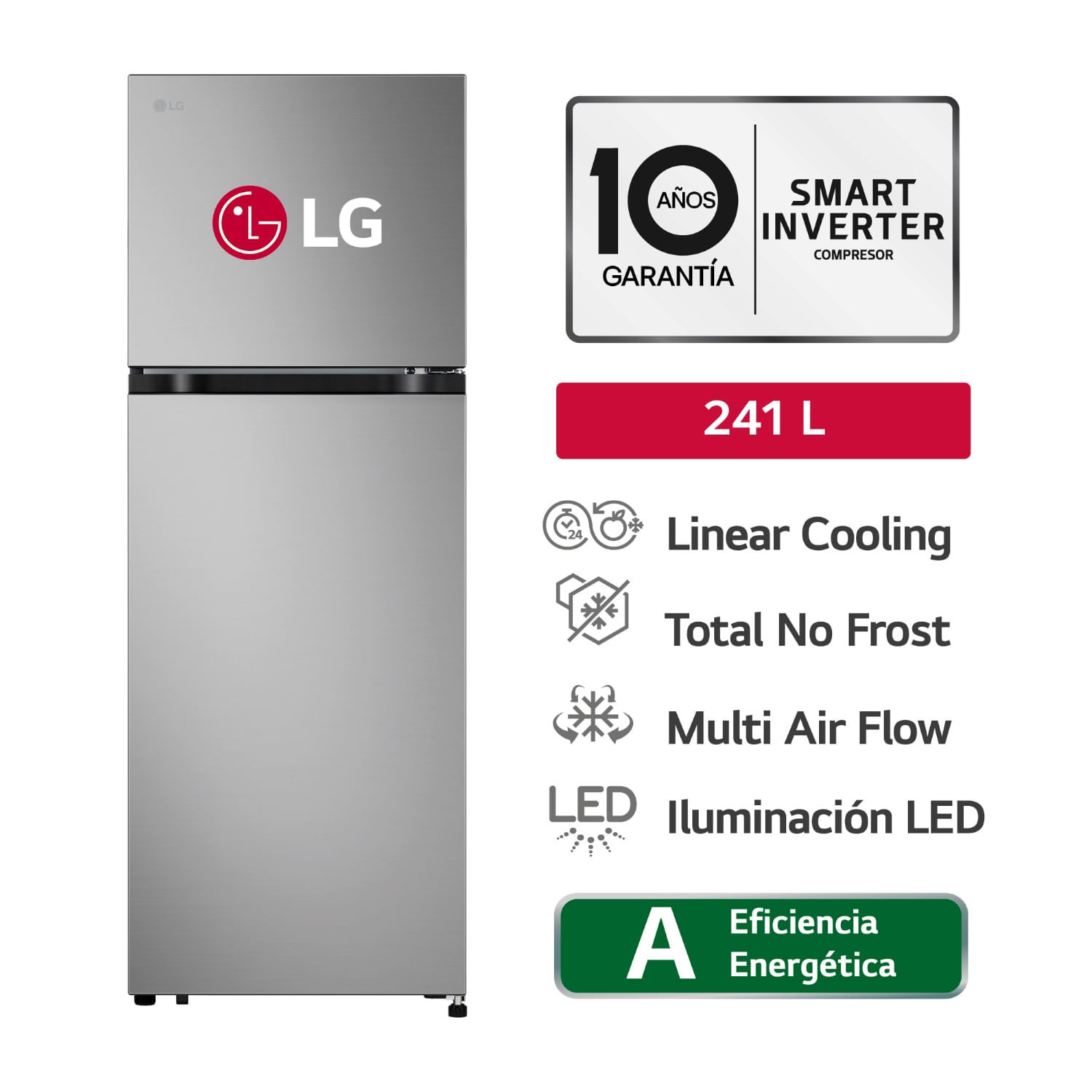 Refrigeradora LG 241 LT No frost VT24BPY Plata