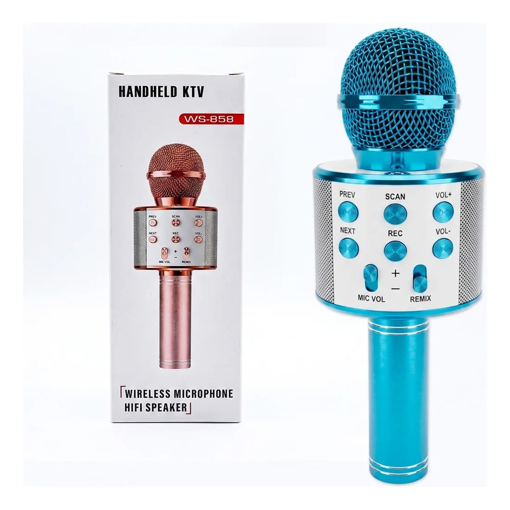 MICRÓFONO KARAOKE BLUETOOTH CON PARLANTE INTEGRADO TURQUESA