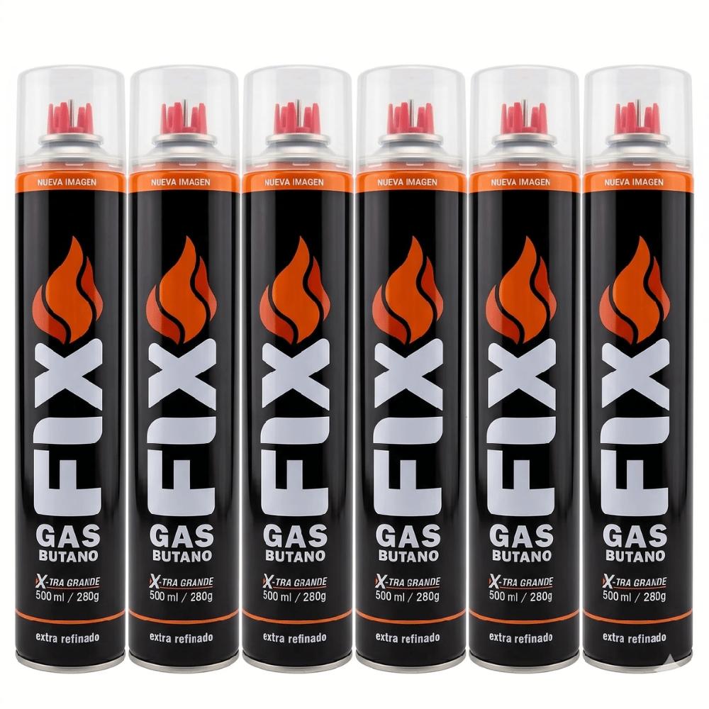 6x Gas Butano FIX Ultra Refinado valvula universal cocinillas flameadores EDI-4106