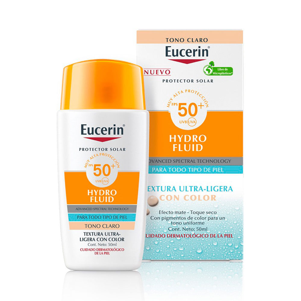 Protector solar facial Eucerin Hydro-Fluid Tono Light FPS 50+ 50 ml