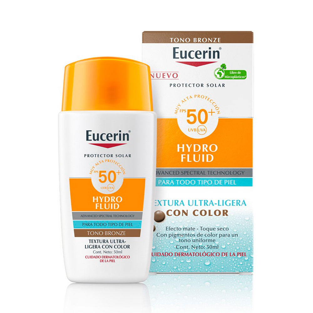 Protector solar facial Eucerin Sun Hydro-Fluid con color Tono Bronze FPS 50+