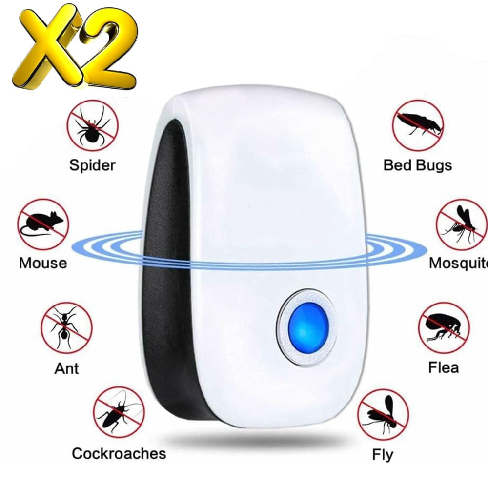 Pack x2 Ahuyentador Ultrasónico De Roedores Cucarachas Y Mosquitos