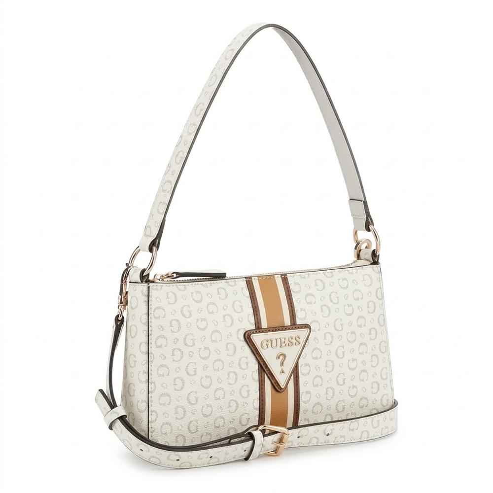 CARTERA SHOULDER BAG Y CROSSBODY GUESS MONOGRAFIADO BLANCO