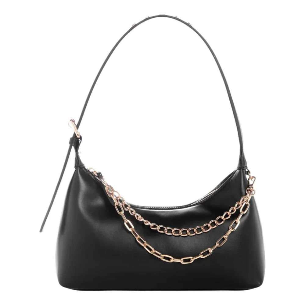 CARTERA SHOULDER BAG DEMELZA GUESS NEGRO CON CADENA DORADA