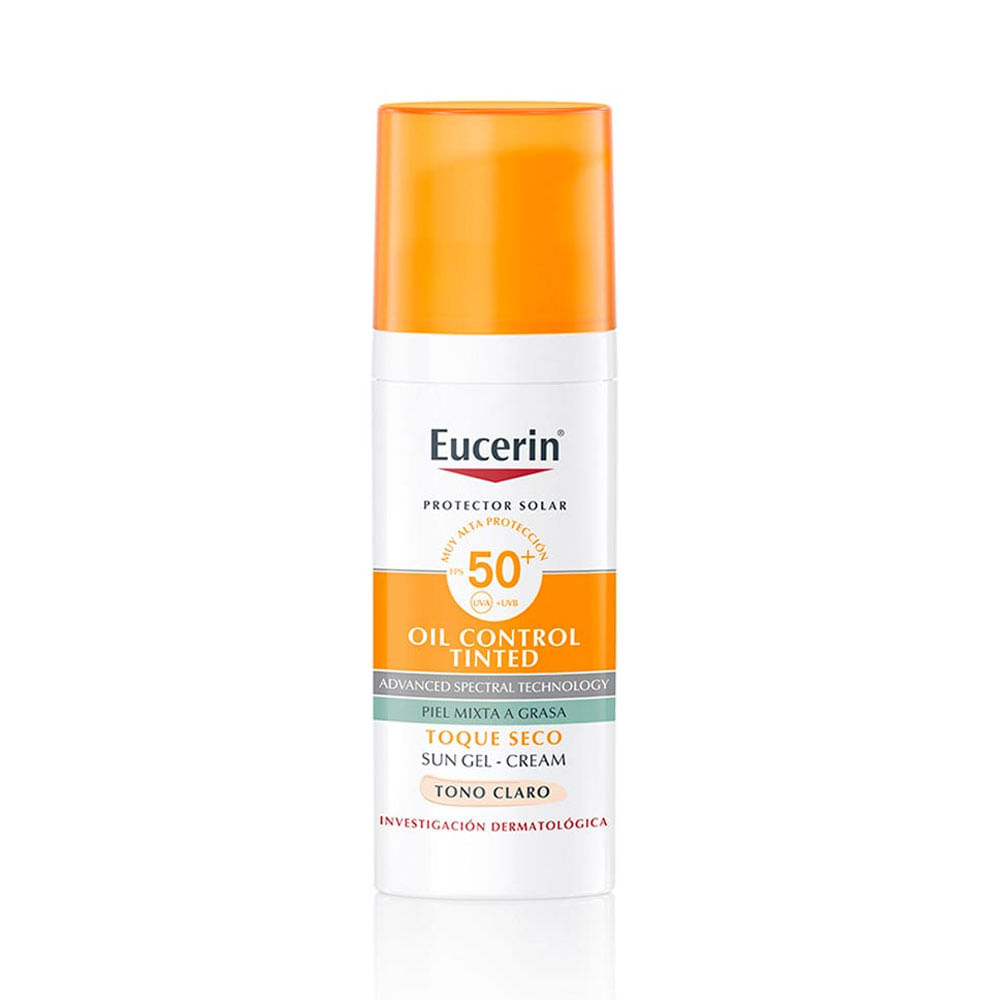 Protector solar facial Eucerin Oil Control Tono Claro FPS 50+