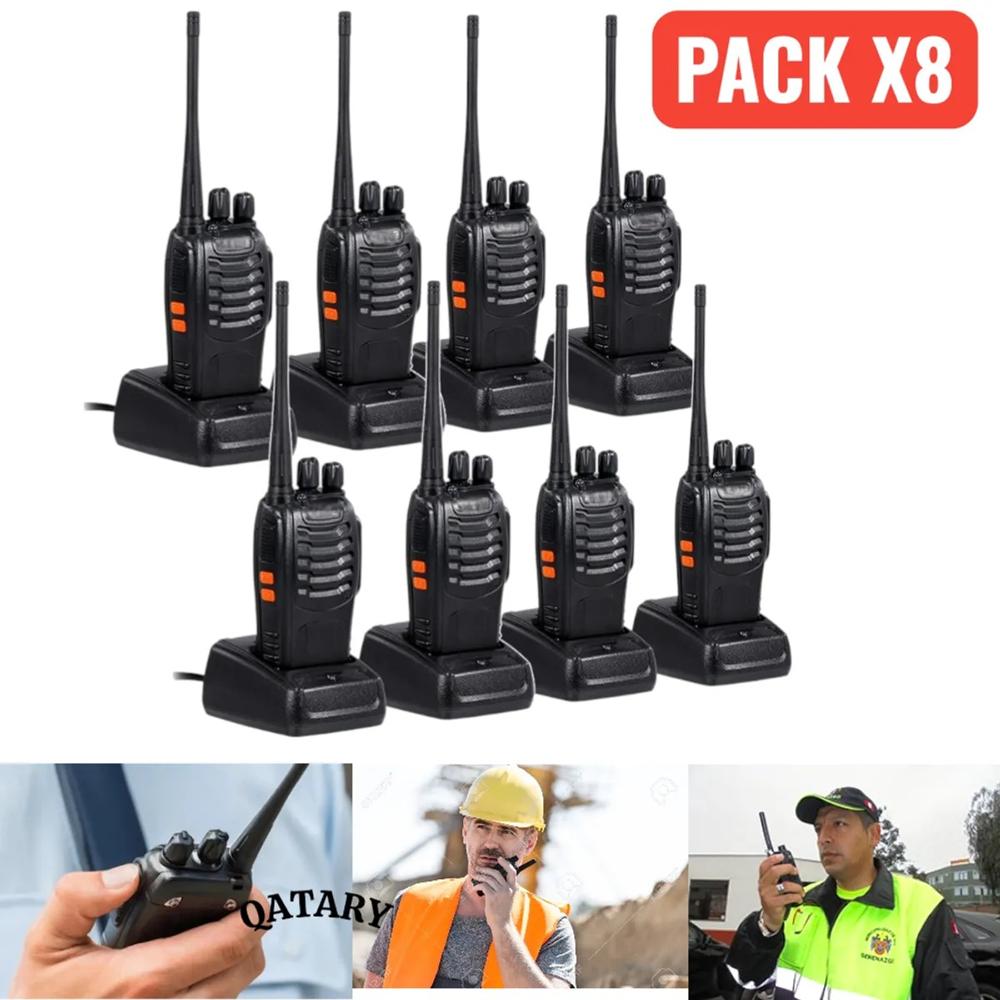 Kit 8 Radios Transmisores 888S Recargables Incluye Clip Antena y Manos Libres