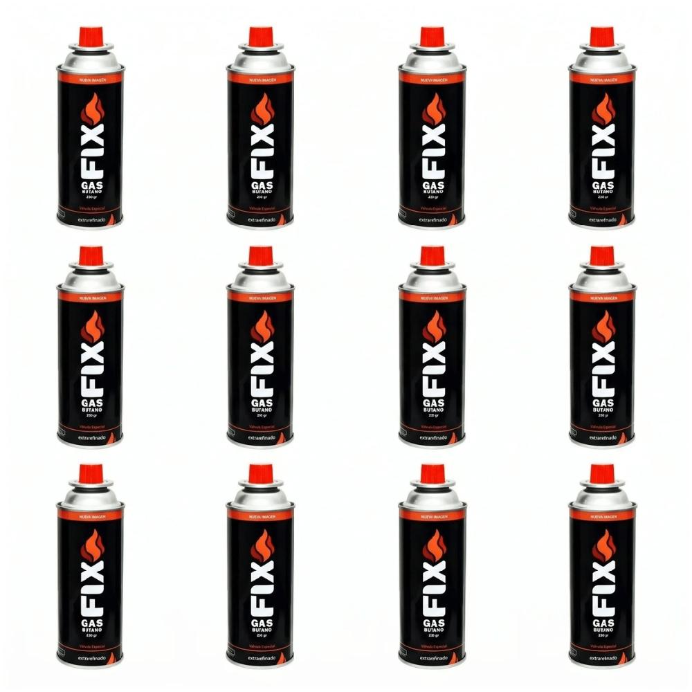 12x Gas Butano FIX Ultra Refinado valvula universal cocinillas flameadores EDI-41012