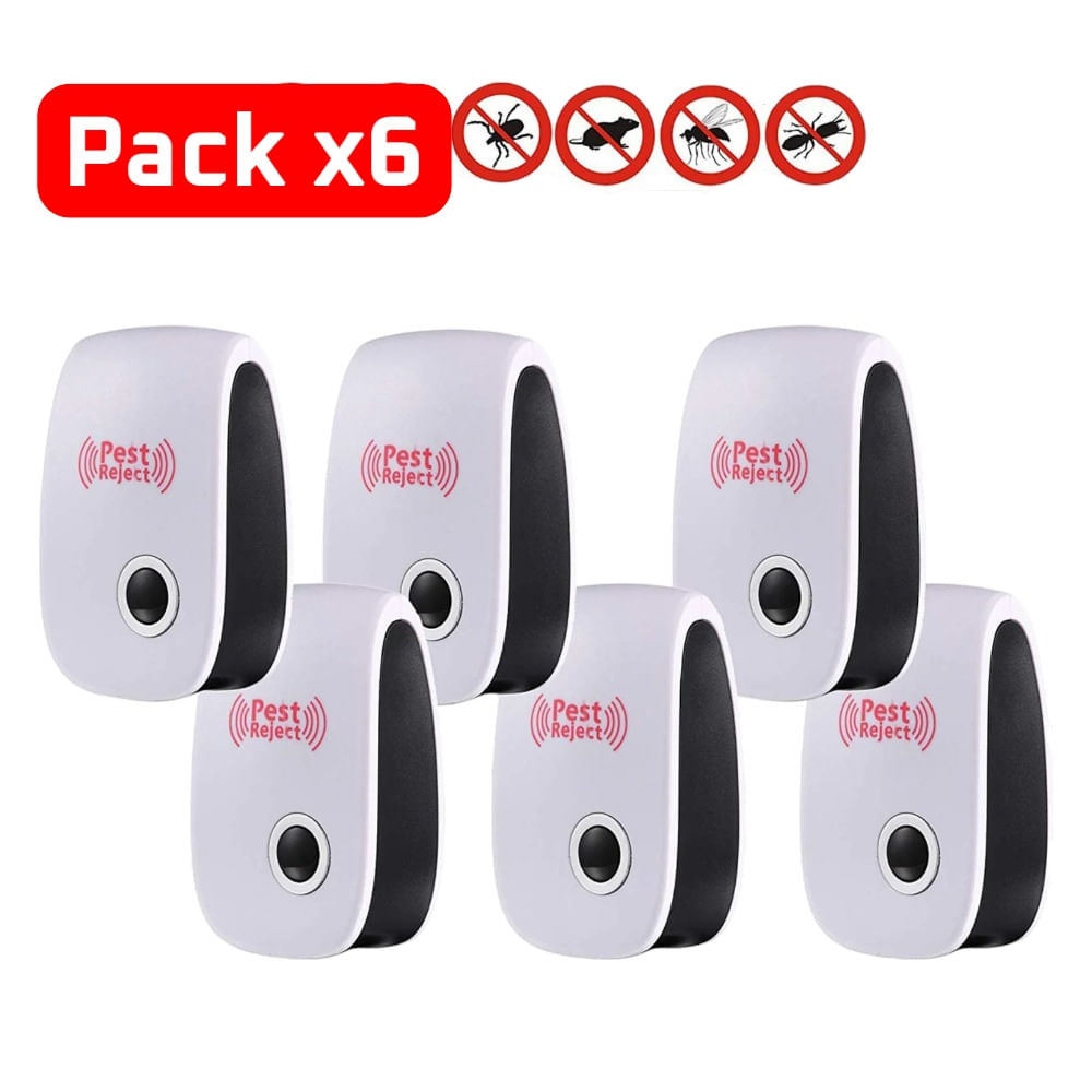 Pack x6 Control De Plagas Eléctrico Repelente De Roedores Ratones Y Arañas