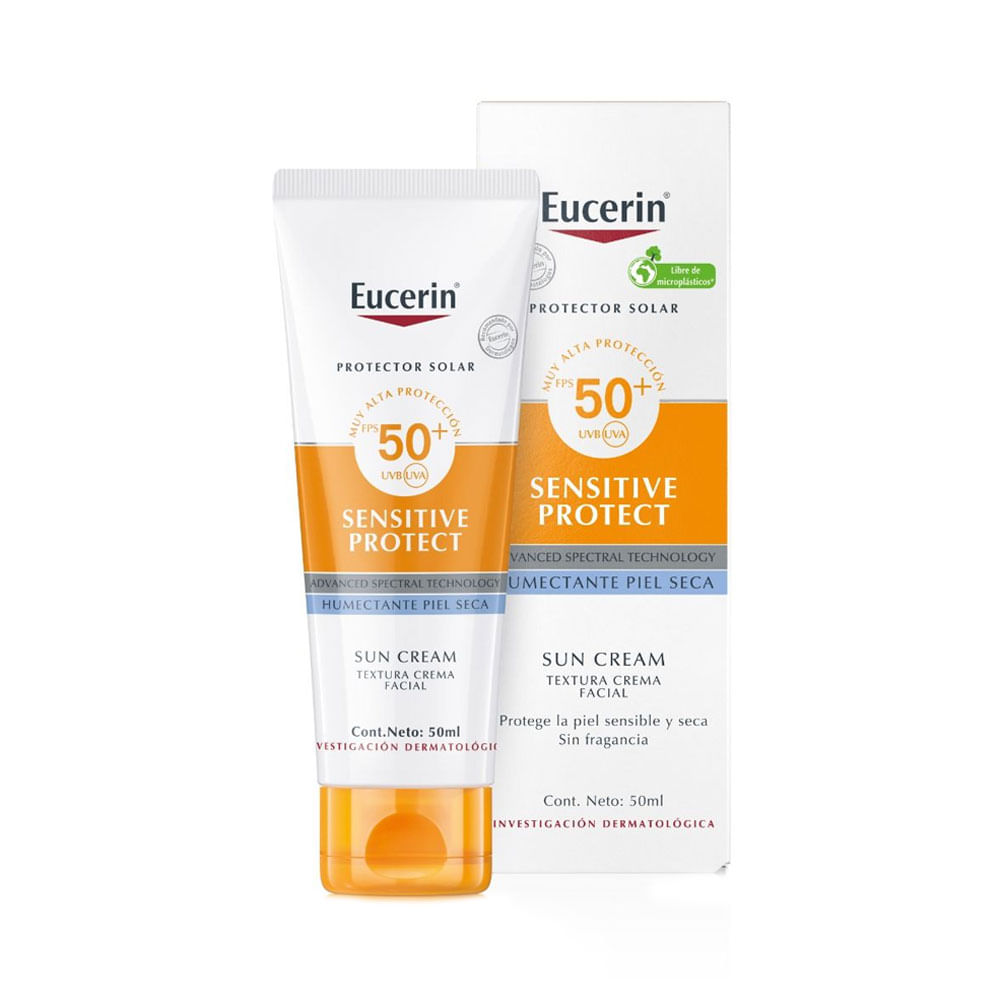 Protector solar facial Eucerin Sensitive Protect piel seca FPS 50