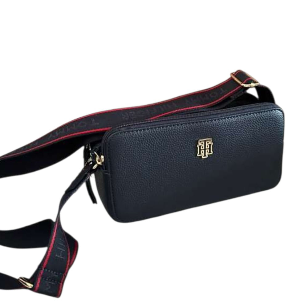 CARTERA CROSSBODY TOMMY HILFIGER AZUL CON CORREA MONOGRAFIADA