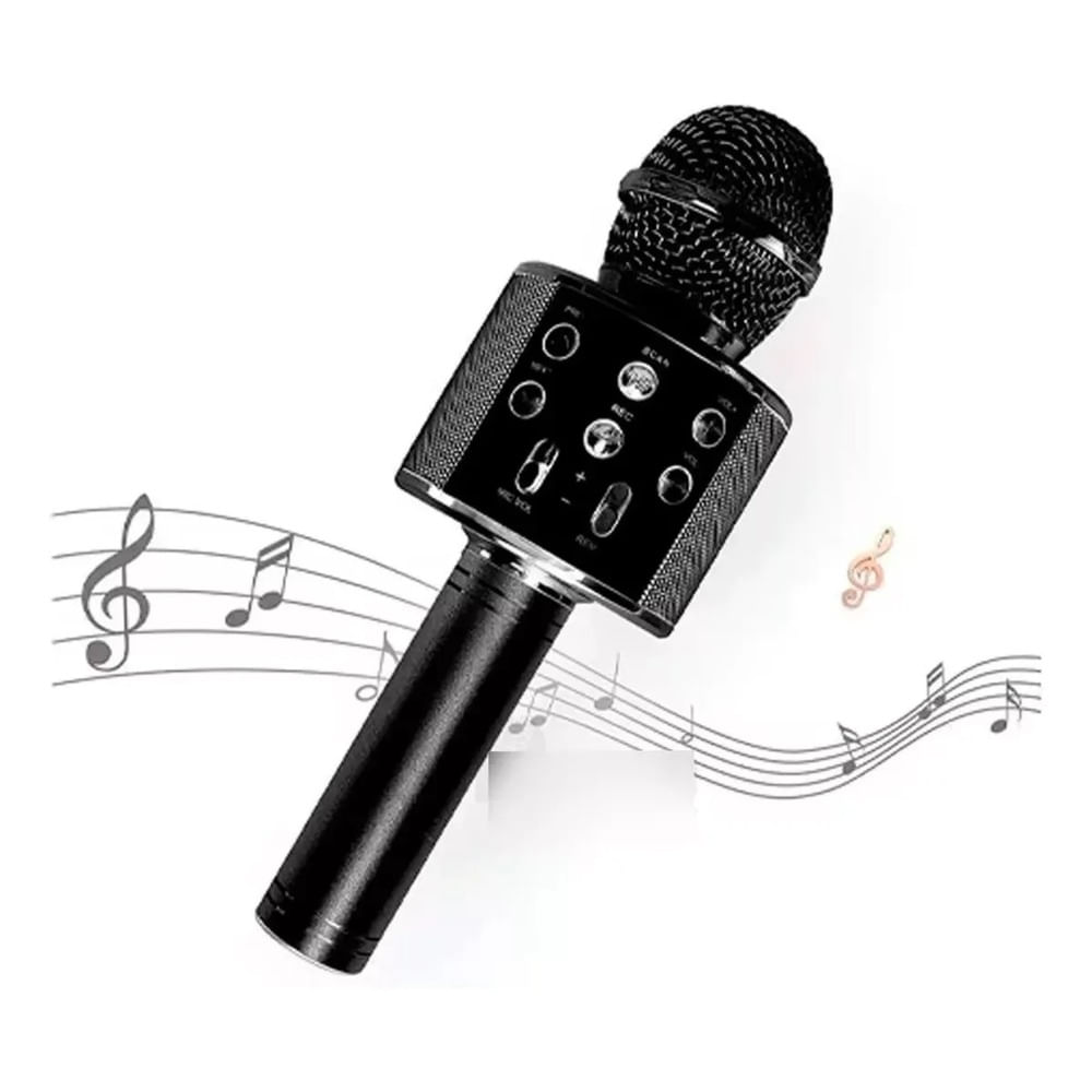 MICRÓFONO KARAOKE BLUETOOTH CON PARLANTE INTEGRADO NEGRO