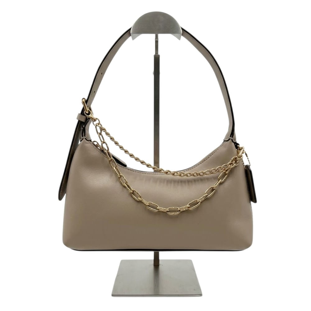 CARTERA SHOULDER BAG DEMELZA GUESS BEIGE CON CADENA DORADA