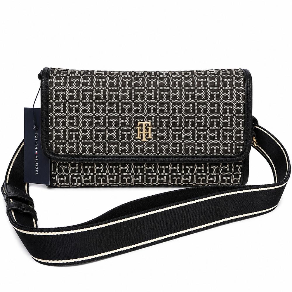 CARTERA CROSSBODY TOMMY HILFIGER MONOGRADIADO NEGRO