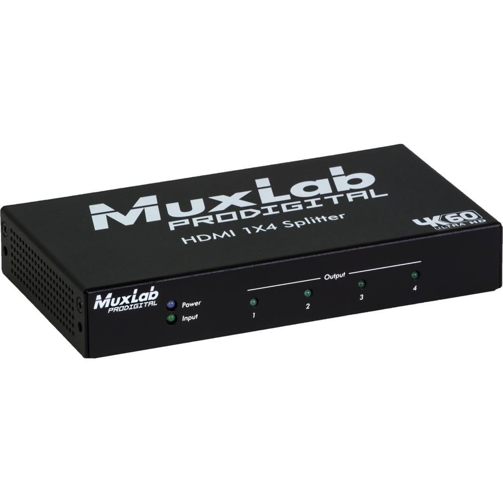 MuxLab Splitter HDMI 1x4 4K 60Hz con EDID Management y Soporte HDCP 2.2