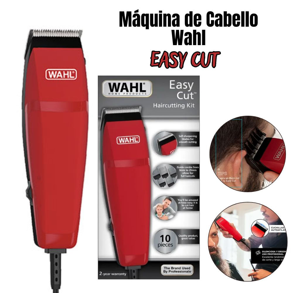 Maquina Wahl de Cortar Cabello Easy Cut 10 Piezas - ROJO