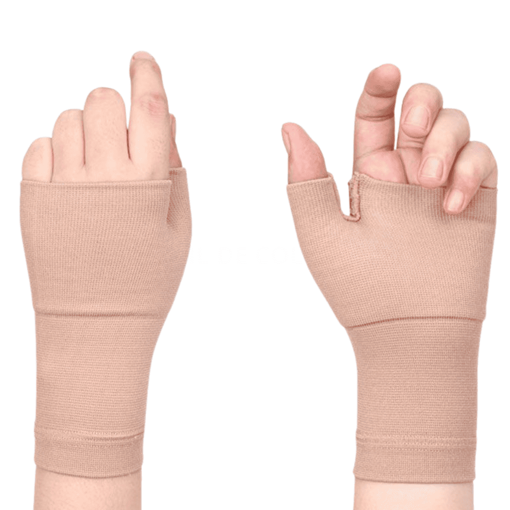 Guantes de Compresión - Dedos Abiertos - Soporte para Artritis. Túnel Carpiano TALLA L BEIGE