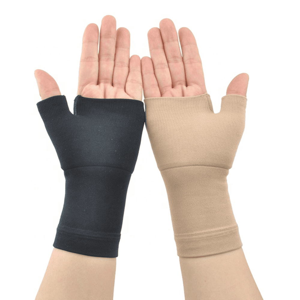 Guantes de Compresión - Dedos Abiertos -  Soporte para Artritis. Túnel Carpiano TALLA M NEGRO