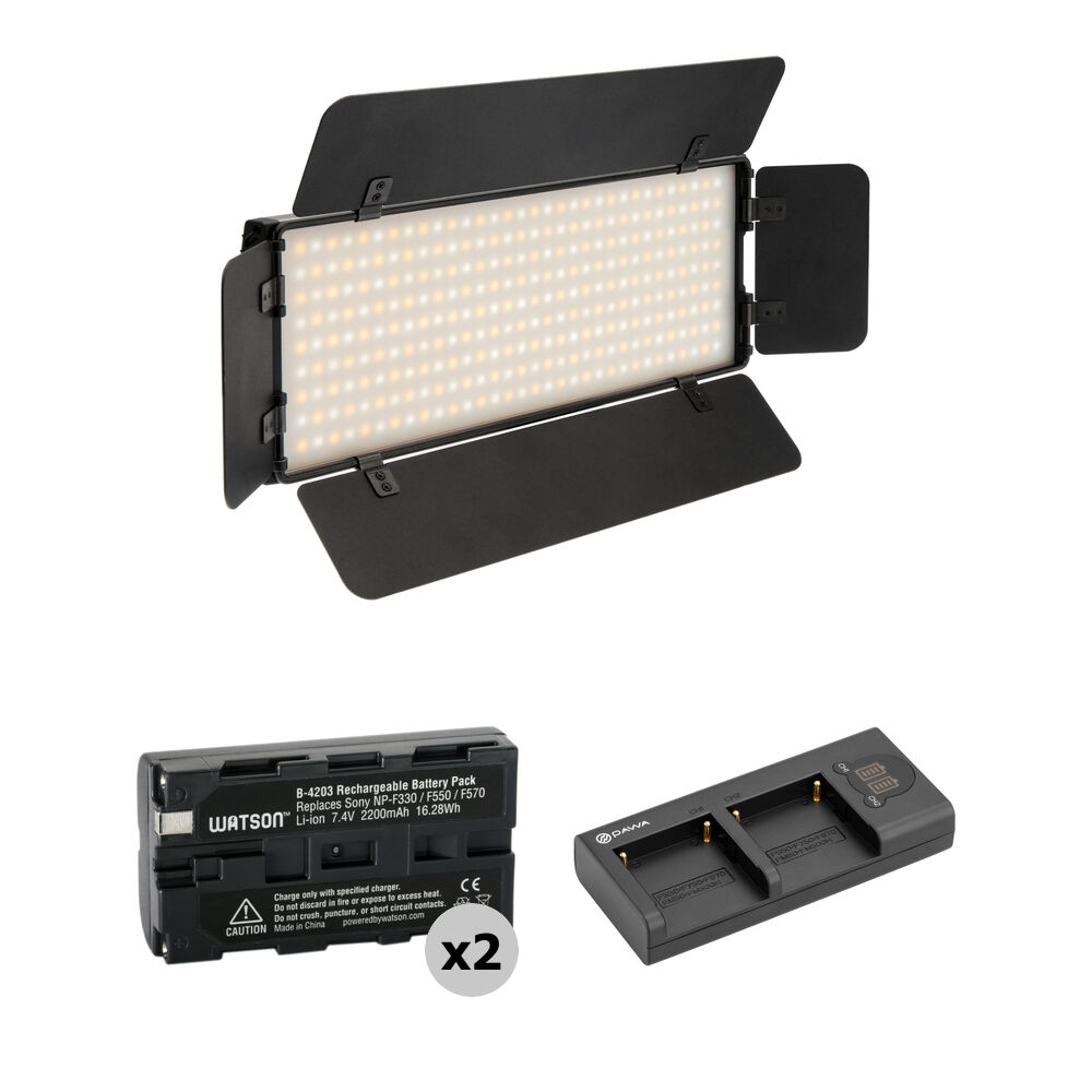 Genaray Ultra-Thin Bicolor 288 Luz LED On-Camera Kit con 2 Baterías NP-F550 y Cargador Do
