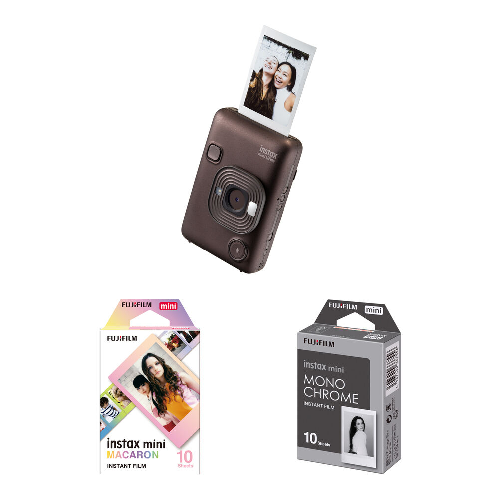 FUJIFILM instax mini LiPlay Cámara Híbrida Instantánea Deep Bronze con Kit de Película