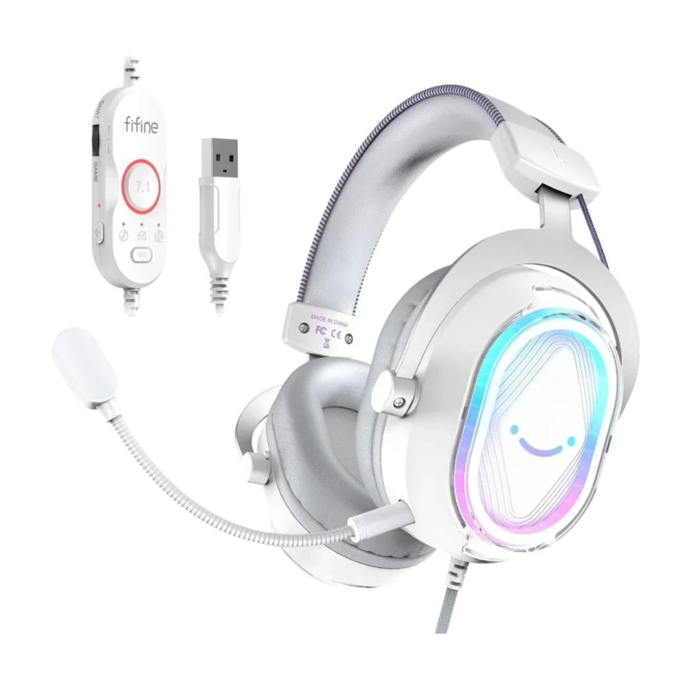 Audífono Fifine Ampligame H13 RGB Sonido Virtual 7.1 - Blanco