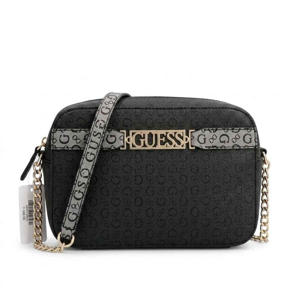 CARTERA CROSSBODY GUESS NEGRO CON DORADO PERREZ