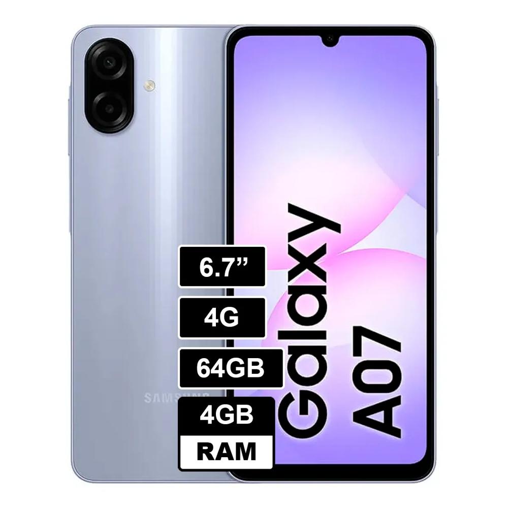 Celular Samsung Galaxy A07 4GB RAM 64GB Cámara principal 50MP -2MP 6.7Pulg. HD - Lila