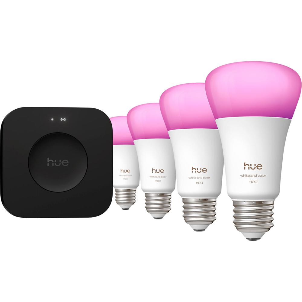 Philips Kit de Inicio Hue 75W A19 (Blanco y Color Ambiance, Matter, 4-Pack) - Incluye 4 Bo