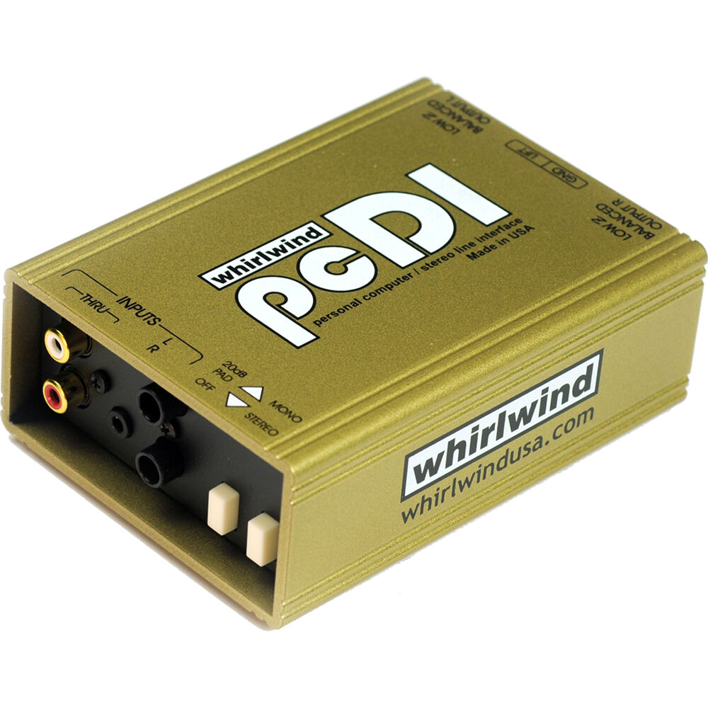 Whirlwind pcDI Interfaz de Línea Estéreo 2-Canales con Conectores RCA, 3.5mm TRS y 1/4""