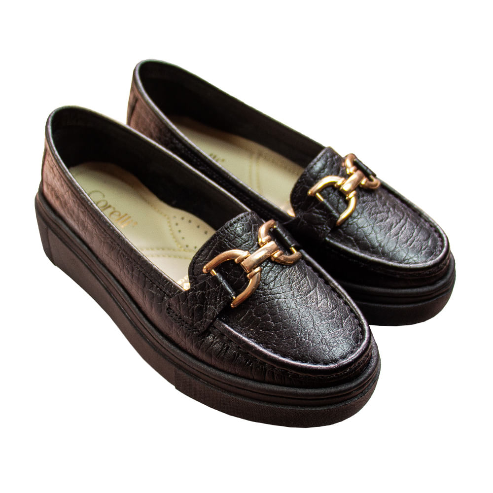 Mocasin Plataforma Mujer Corelli Gianella Tortuga Negro Talla 39