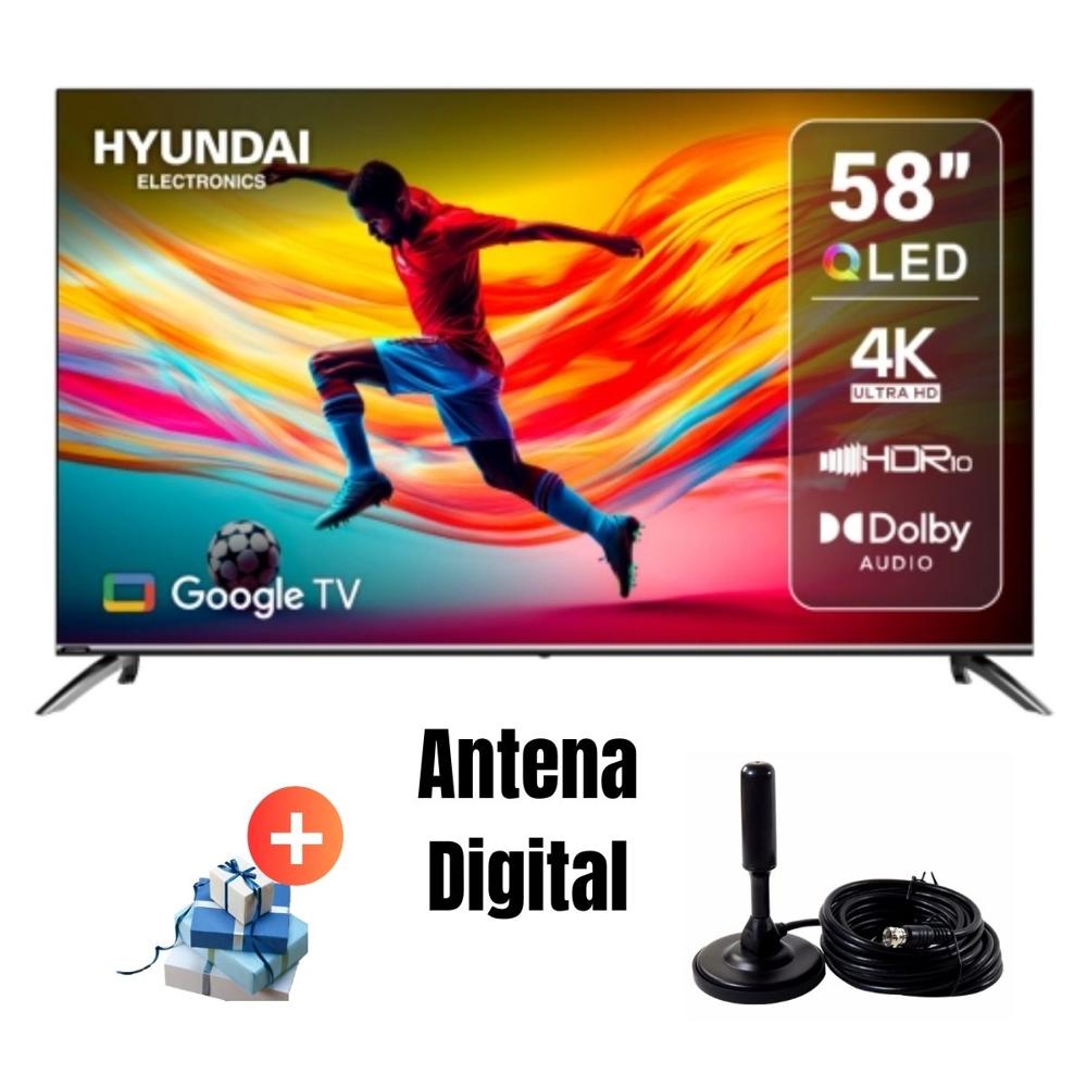 Televisor Smart TV Hyundai 58 QLED UHD 4K GoogleTV HYLED5813QG - Antena Digital