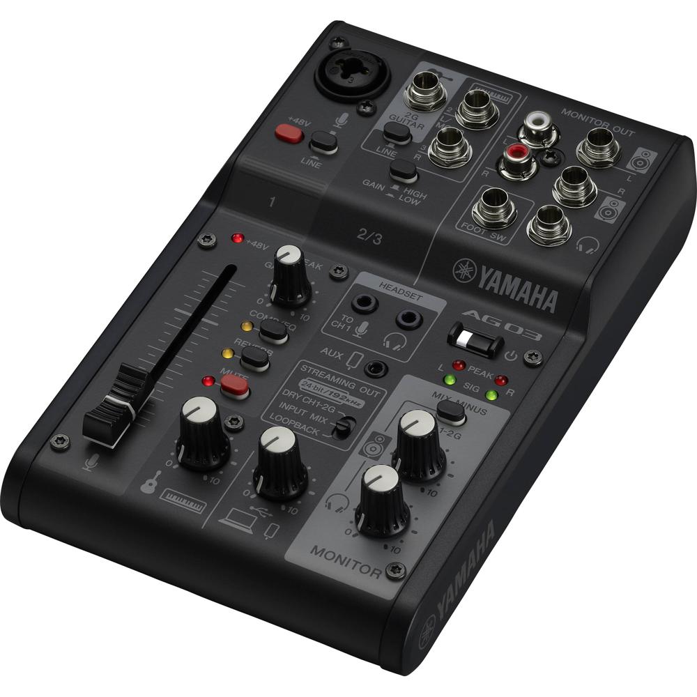 Yamaha Mezclador AG03MK2 3 Canales con Interfaz de Audio USB, Efectos DSP, Phantom 48V y C