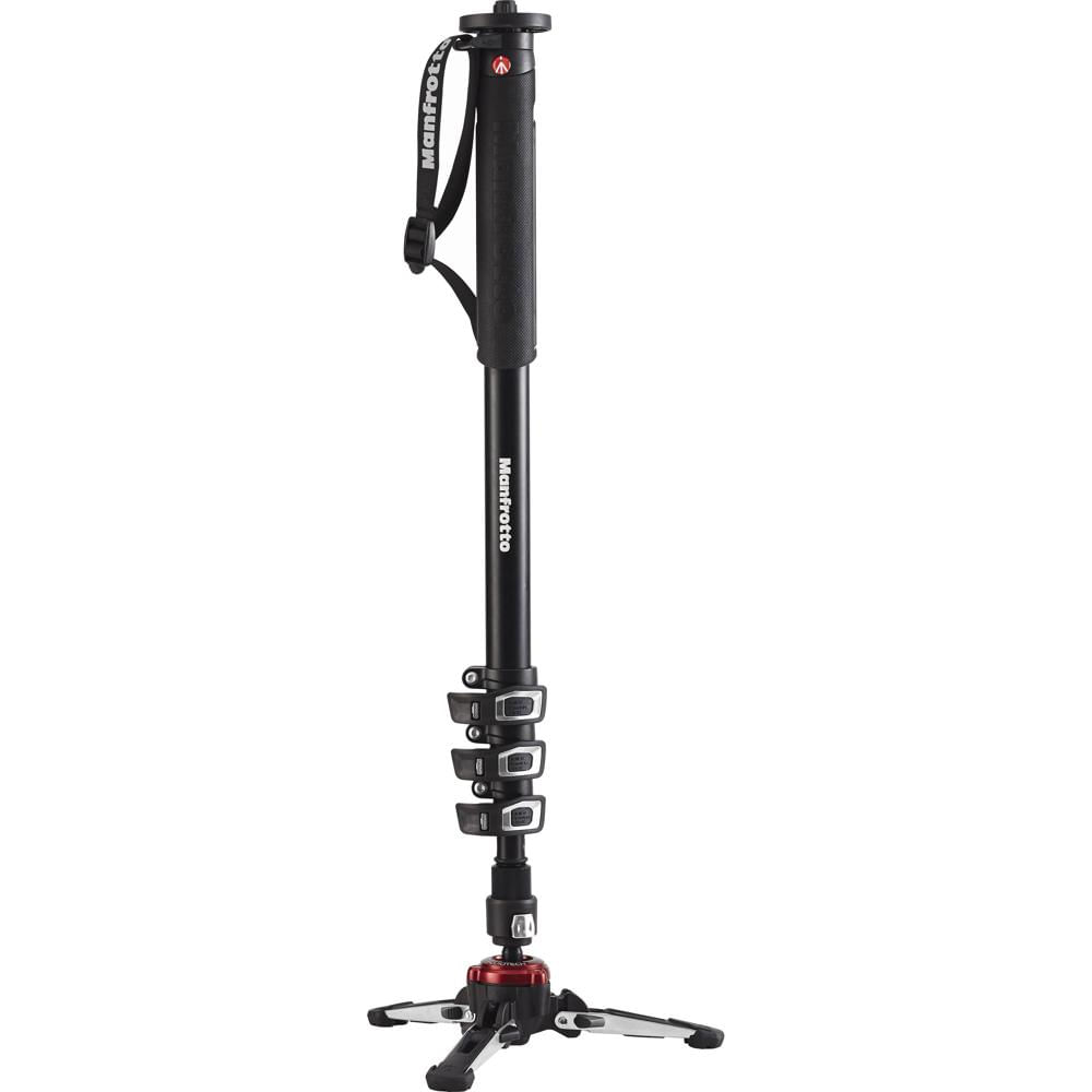 Manfrotto Monopod MVMXPROA4US Aluminum 4 Secciones 39.7 lb Capacidad de Carga, Base FLUIDT